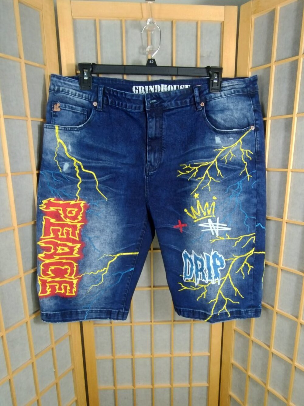Grindhouse Denim Graffiti Streetwear Shorts Size 40